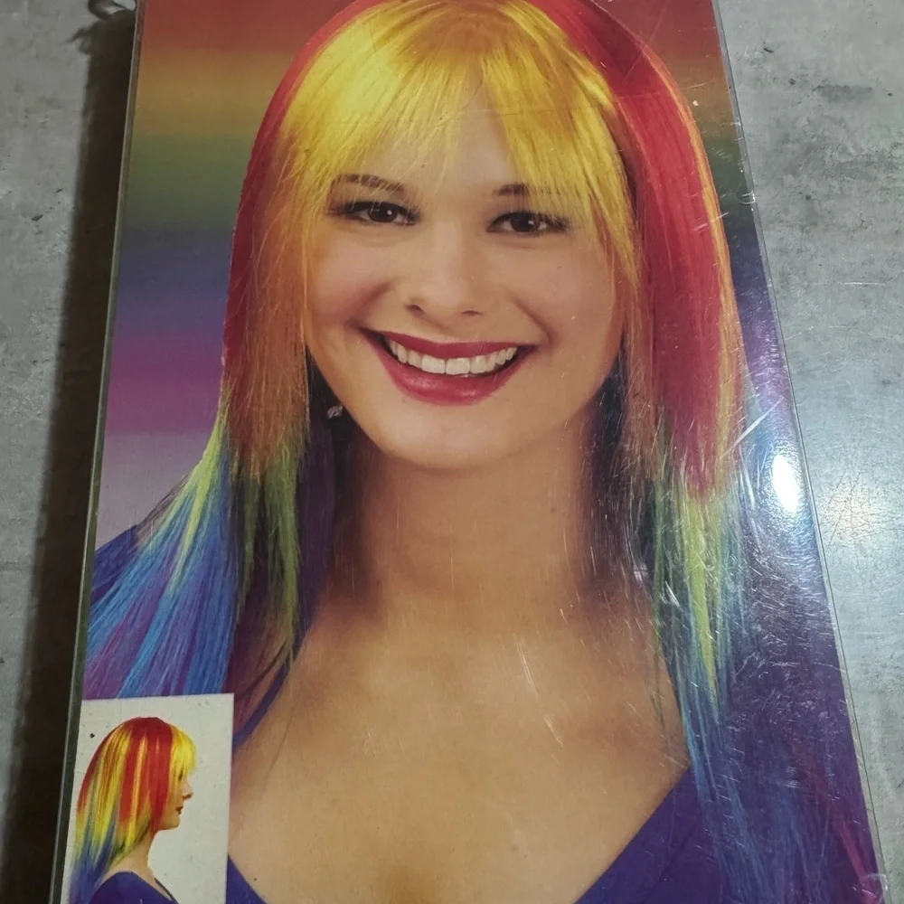 Rainbow Women's Colorful Wig with Red, Yellow, and Blue Cosplay Pride Festival